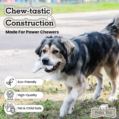 Pata Pal Eco-Friendly Durable Cotton Canvas Squeaky Dog Bone Chew Toy for Chewing, Playing and Exercise – T-Bone, White (Safe for Pets & Kids)