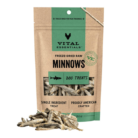 Vital Essentials Minnows Dog Treats, 1 oz | Freeze-Dried Raw | Single Ingredient | Premium Quality High Protein Training Treats | Grain Free, Gluten Free, Filler Free