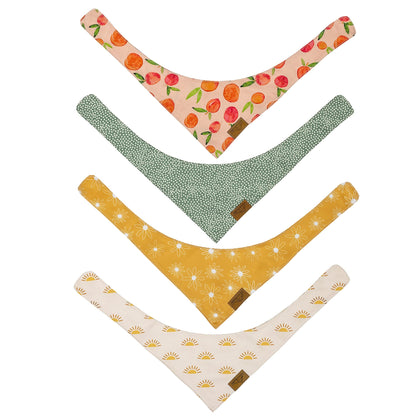 Remy+Roo Large Spring Dog Bandanas - 4 Pack Katherine Set | Premium Durable Adjustable Polyester Fabric Dog Scarfs | Patented Shape Girl Dog Bandana, Trendy Pattrens, Floral Dog Bandana