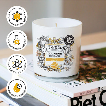 Pet-Pourri Canine Coconut Dog Deodorizer Candle – Puppy & Dog Safe – Plant Based Ingredients & Wax – Vet Approved – Aromatherapy & Air Freshener for Pet Odor – Scented with Bamboo, Jasmine & Pear