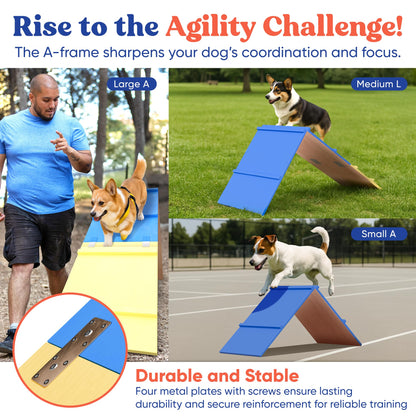 FetchFlow Dog Agility Training Equipment – Complete Backyard Agility Course Set w/Adjustable A-Frame Ladder, Weave Poles, Cones, Jump Hoop, Tunnel & Sandbags – Outdoor Dog Playground Kit