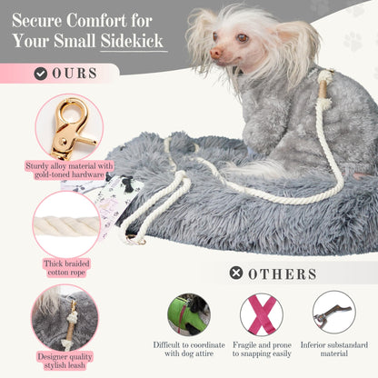 Premium Cotton Rope Leash for Small Puppy Dogs – 5 ft Handcrafted, Cute, Stylish & Durable with 360° Swivel Heavy-Duty Clip – Perfect for Everyday Walks, Training & Weddings – Creamy White