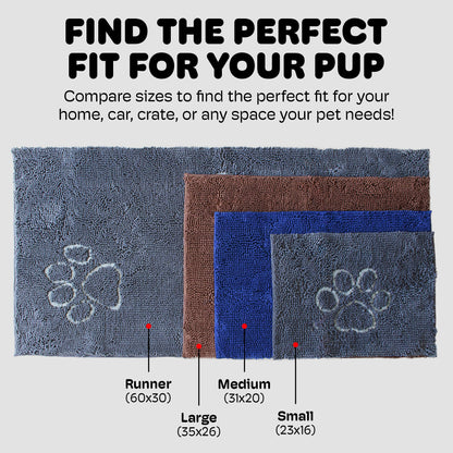 Dog Gone Smart Dirty Dog Doormat - Fast Drying Rug with Super Gripper Backing for Clean Floors - Super Absorbent and Machine Washable Mat for Muddy Paws - Silver Grey