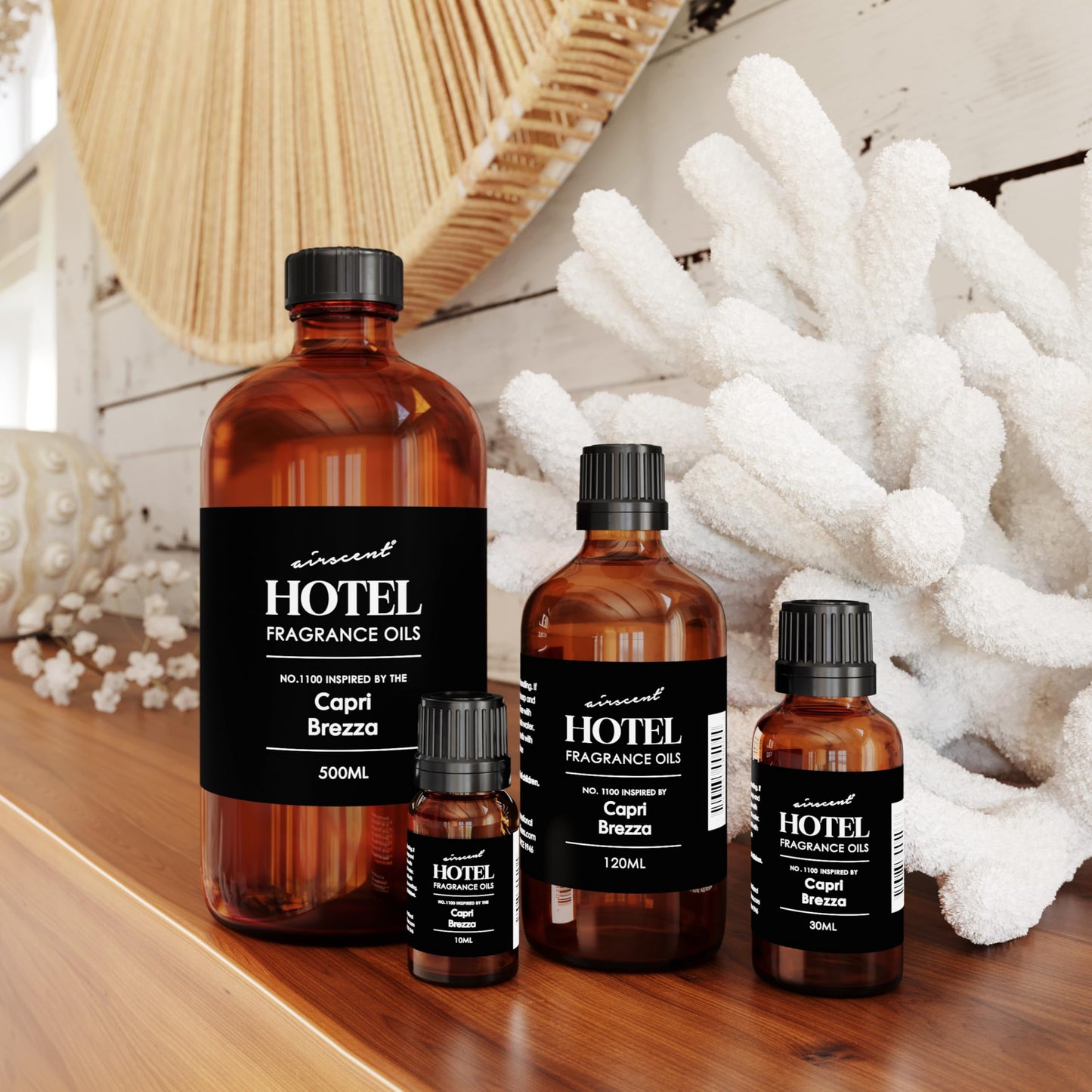 AirScent Capri Brezza Diffuser Oil No. 1100 - Volcano-Inspired Premium Fragrance Oil for Ultrasonic and Waterless Diffusers and Crafting - 120 mL, 4 fl oz Glass Bottle with Dropper