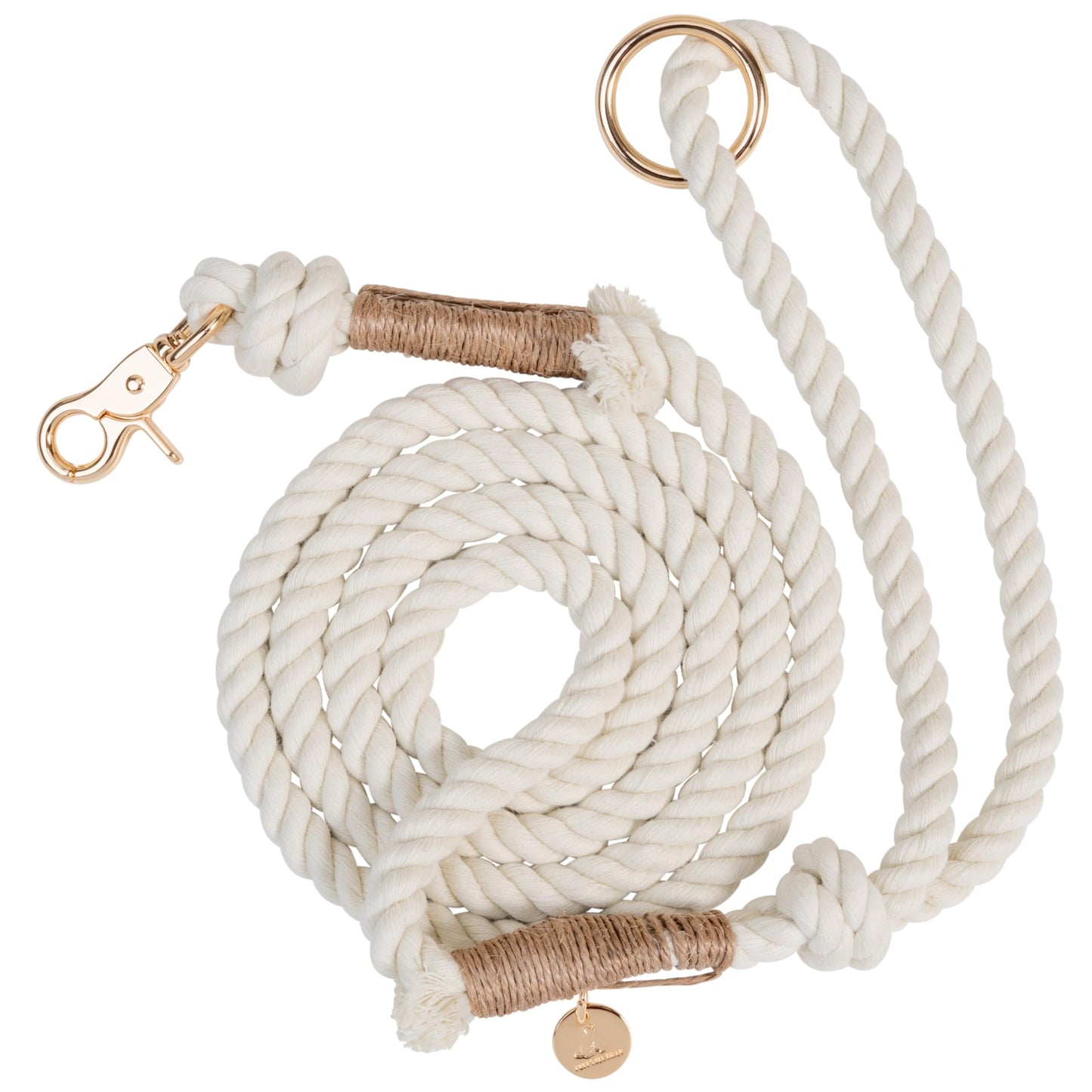 Premium Cotton Rope Leash for Small Puppy Dogs – 5 ft Handcrafted, Cute, Stylish & Durable with 360° Swivel Heavy-Duty Clip – Perfect for Everyday Walks, Training & Weddings – Creamy White