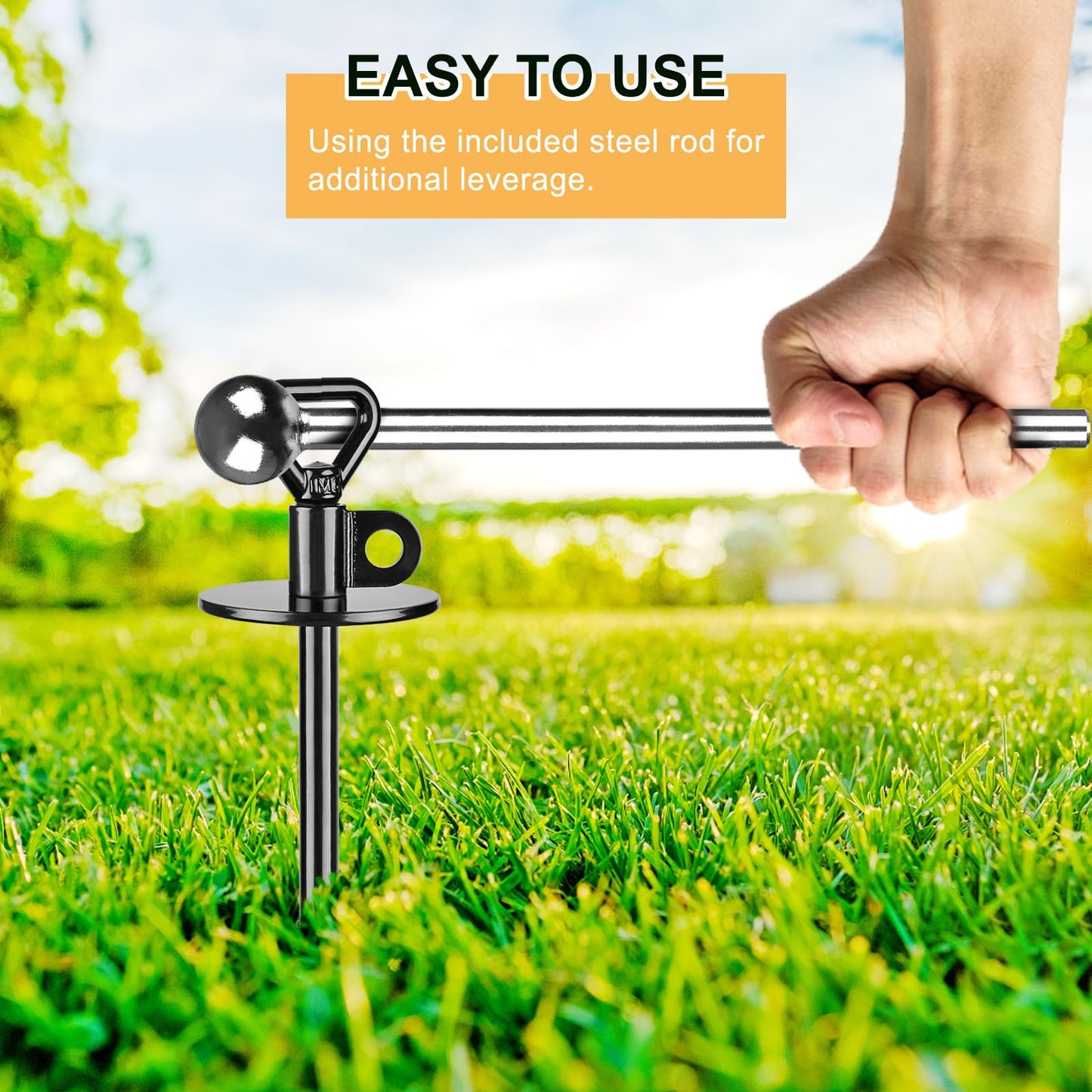 SELEWARE Dog Tie Out Stake Outdoor Anti-Rust Ground Anchor for Large Dogs up to 220 lbs, Free Swivel Dog Stake Dog Camping Gear Twist Rod Included