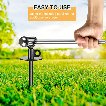 SELEWARE Dog Tie Out Stake Outdoor Anti-Rust Ground Anchor for Large Dogs up to 220 lbs, Free Swivel Dog Stake Dog Camping Gear Twist Rod Included