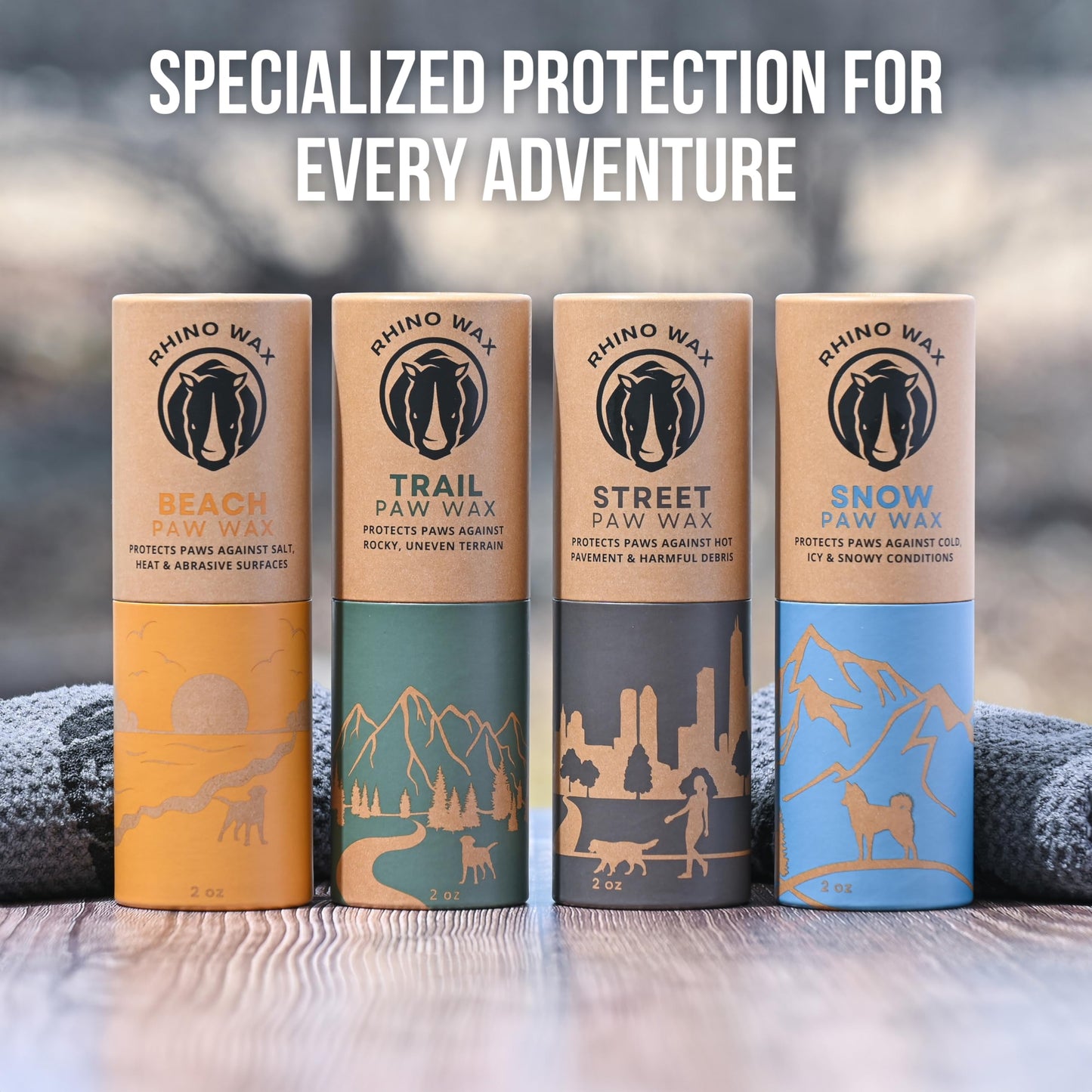 Rhino Wax - Dog Paw Street Wax 2oz - Use Before Taking Dogs on Hot Streets or Pavement - Balm Protects Against Hot Surfaces, Rocks & Road Debris - Moisturizes and Improves Elasticity - Lick-Safe - USA