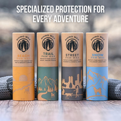 Rhino Wax - Dog Paw Street Wax 2oz - Use Before Taking Dogs on Hot Streets or Pavement - Balm Protects Against Hot Surfaces, Rocks & Road Debris - Moisturizes and Improves Elasticity - Lick-Safe - USA