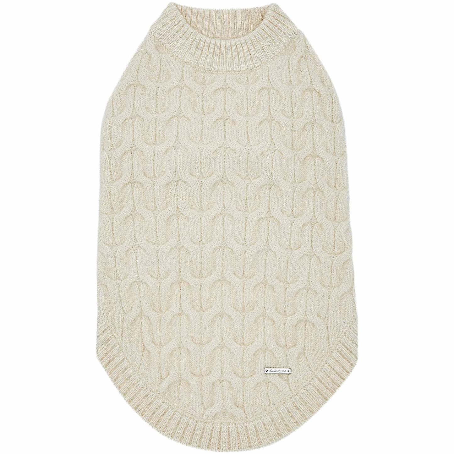Blueberry Pet Classic Fuzzy Textured Knit Pullover Crew-Neck Dog Sweater in Ivory, Back Length 14", Pack of 1 Clothes for Dogs