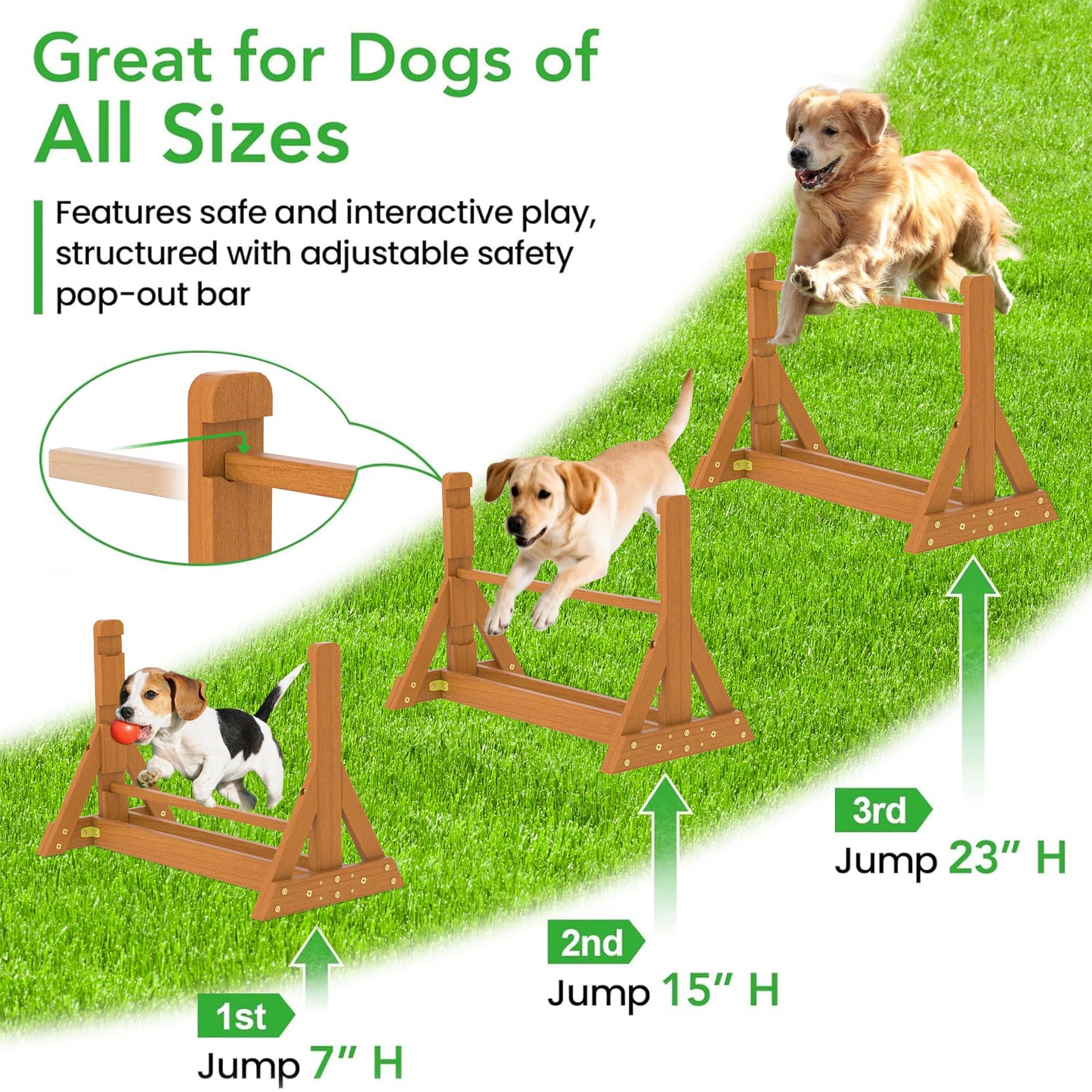 SuniBoxi Dog Agility Set, Wooden Dog Agility Jumps & Dog Hurdles,Dog Agility Equipment, Dog Agility Course,Dog Agility Course Backyard Set,Obstacle Course for Dogs,Dog Hurdles Training Equipment