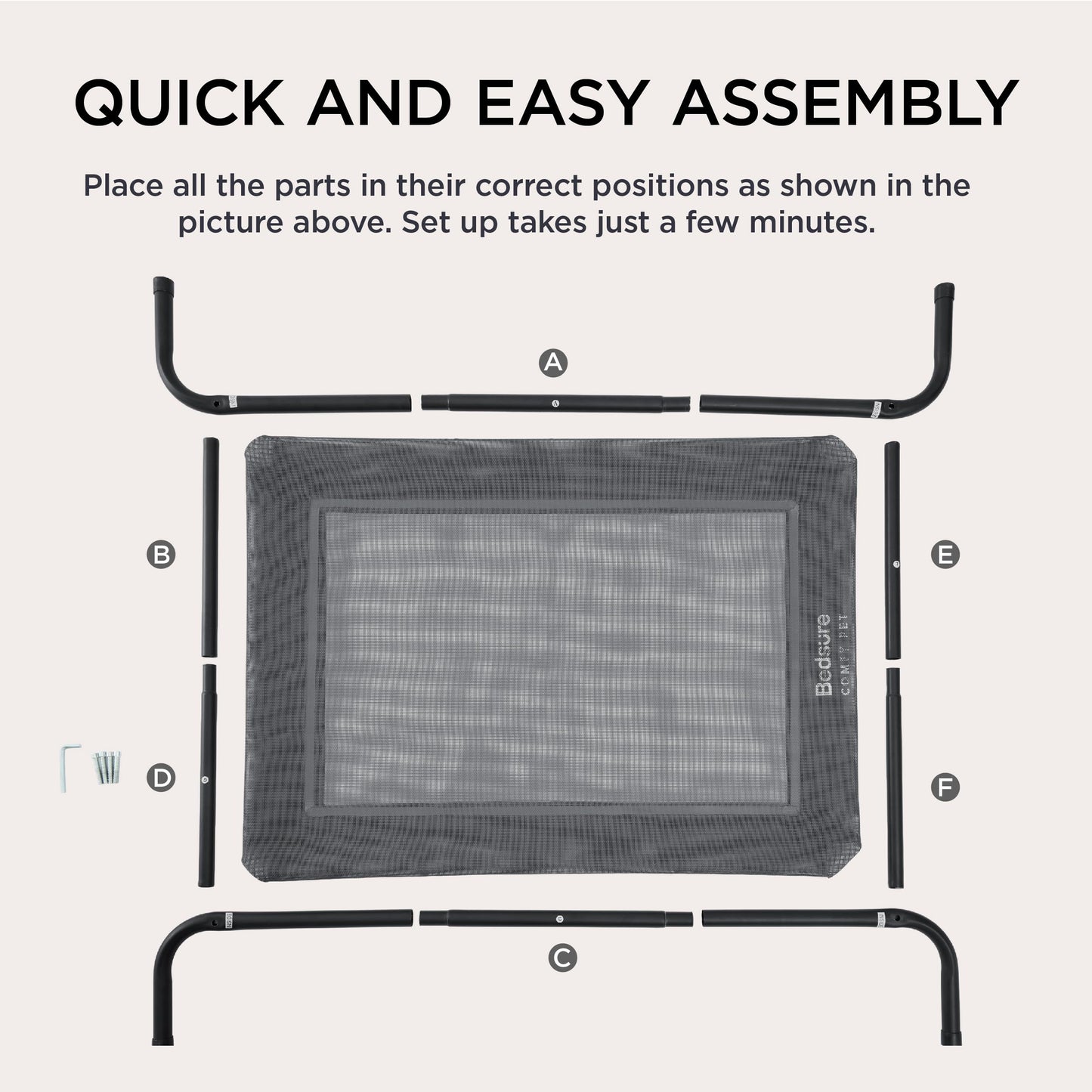 Bedsure Outdoor Elevated Dog Bed Large Sized Dog, Portable Indoor & Outdoor Cooling Raised Cot Pet Hammock Bed with Skid-Resistant Feet, Frame with Breathable Mesh, Khaki, 49 inches