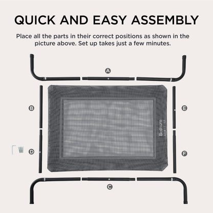 Bedsure Outdoor Elevated Dog Bed Large Sized Dog, Portable Indoor & Outdoor Cooling Raised Cot Pet Hammock Bed with Skid-Resistant Feet, Frame with Breathable Mesh, Khaki, 49 inches