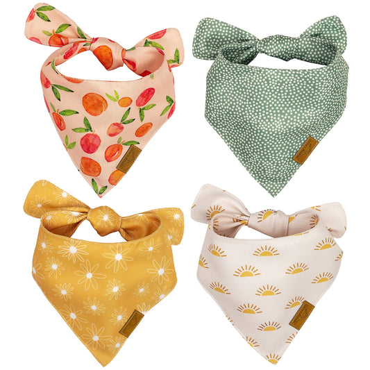 Remy+Roo Large Spring Dog Bandanas - 4 Pack Katherine Set | Premium Durable Adjustable Polyester Fabric Dog Scarfs | Patented Shape Girl Dog Bandana, Trendy Pattrens, Floral Dog Bandana