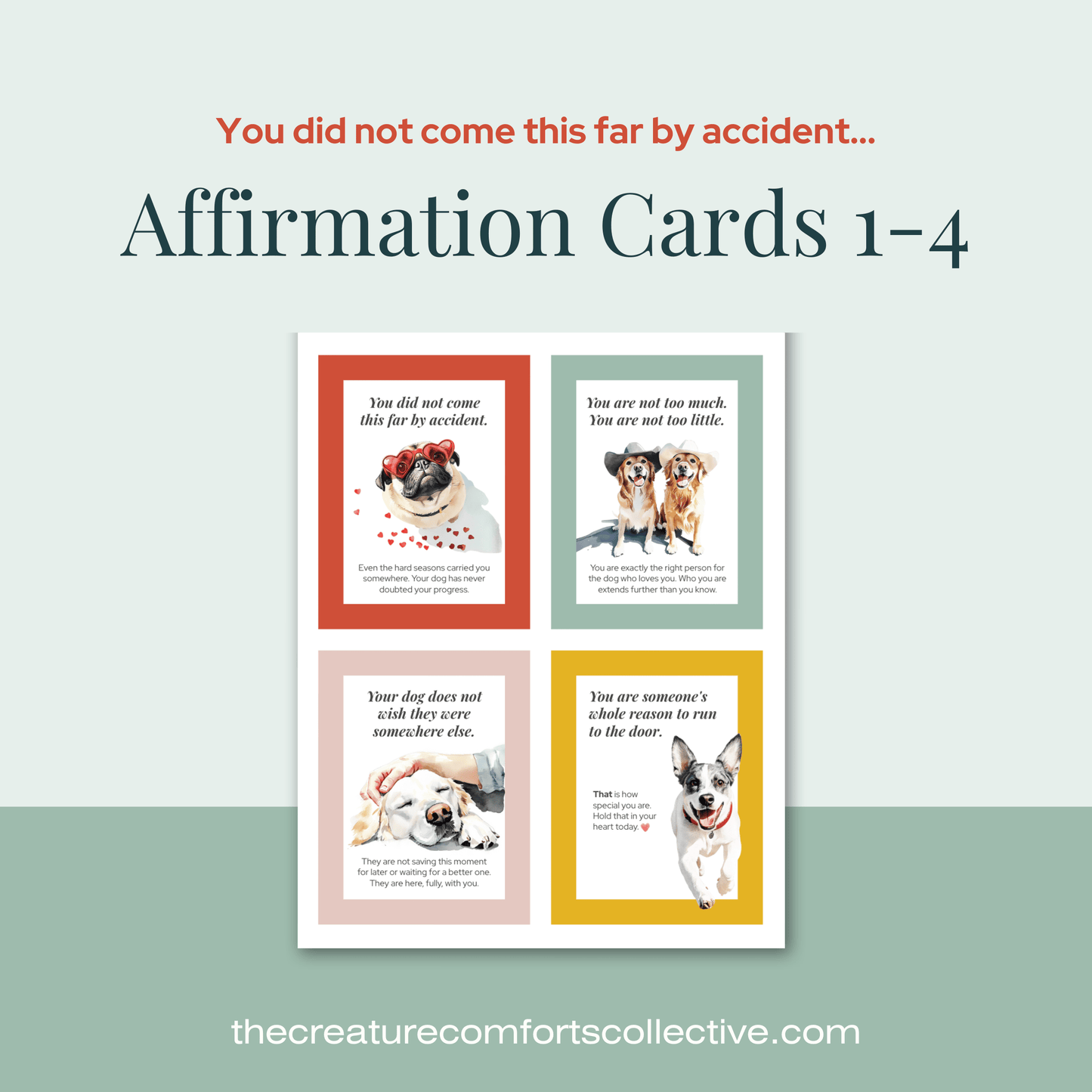 "You Did Not Come This Far By Accident" — Affirmation Card Set 4 cards | 1 printable page